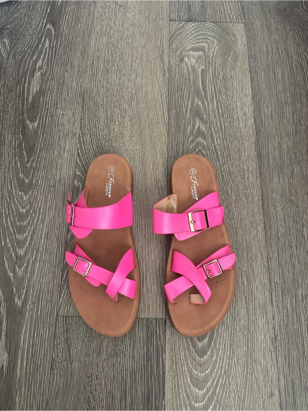 Hot Pink Women's Slide Sandals with Buckle Straps